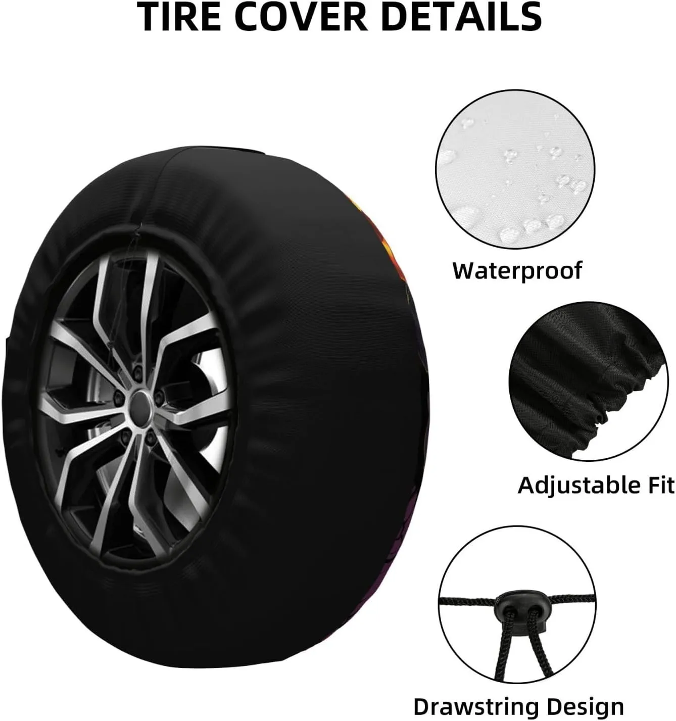 Halloween Owl Ghost Pumpkin Tire Cover Outdoor Waterproof Snow Sun Rain Wheel Cover Portable Wheel Bags Camper Spare Tire Cover Universal Car Tire Protectors for Trailer RV SUV