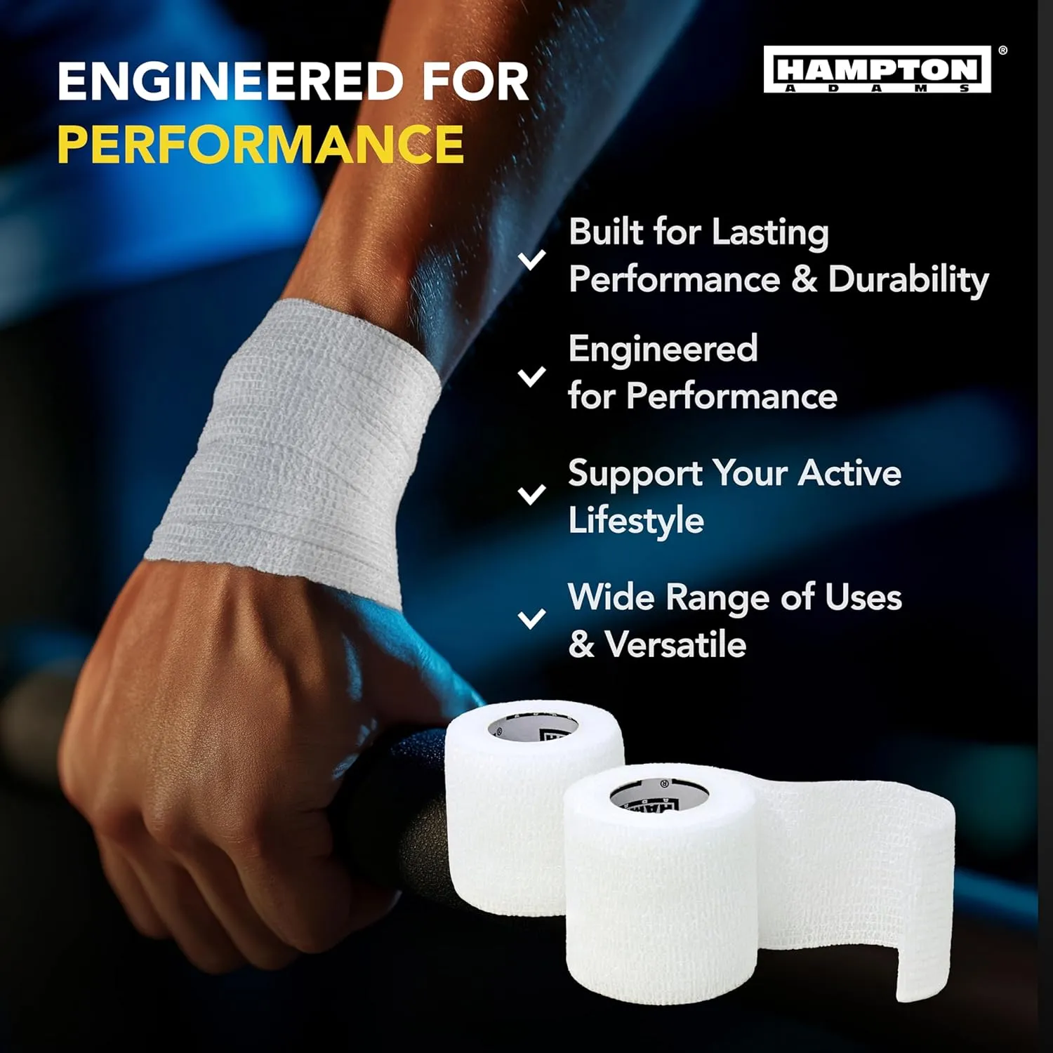 Hampton Adams | As Seen on Shark Tank | Self Adhesive Bandage Wrap (14-Pack) | 15ft | Pet Safe | Breathable Athletic Elastic Cohesive Bandage for Sports Injury Ankle Knee Wrist sprains (White)