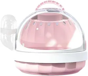 Hamster Carrying Case, Adjustable Small Animal Travel Cage, Comfortable Travel Cage for Pets, Bag Guinea Cage, Water Bottle for Hamster, Pink