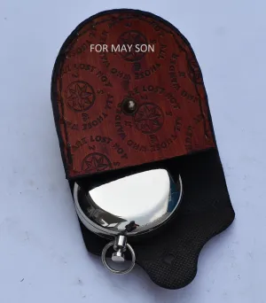 Handmade Nautical Brass Compass with Leather Case – Vintage Push Open Pocket Compass Gift – Engraved Inspirational Quote – Maritime Decor – Rustic Graduation or Birthday Gift