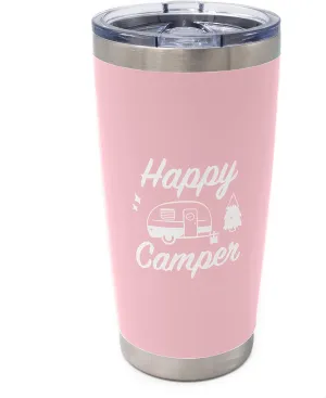 Happy Camper Stainless Steel Tumbler with Vacuum Insulated Double Wall, Splash Proof Sliding Lid Great for Hot or Cold Drinks, Outdoor Camping Travel Cup RV Gifts