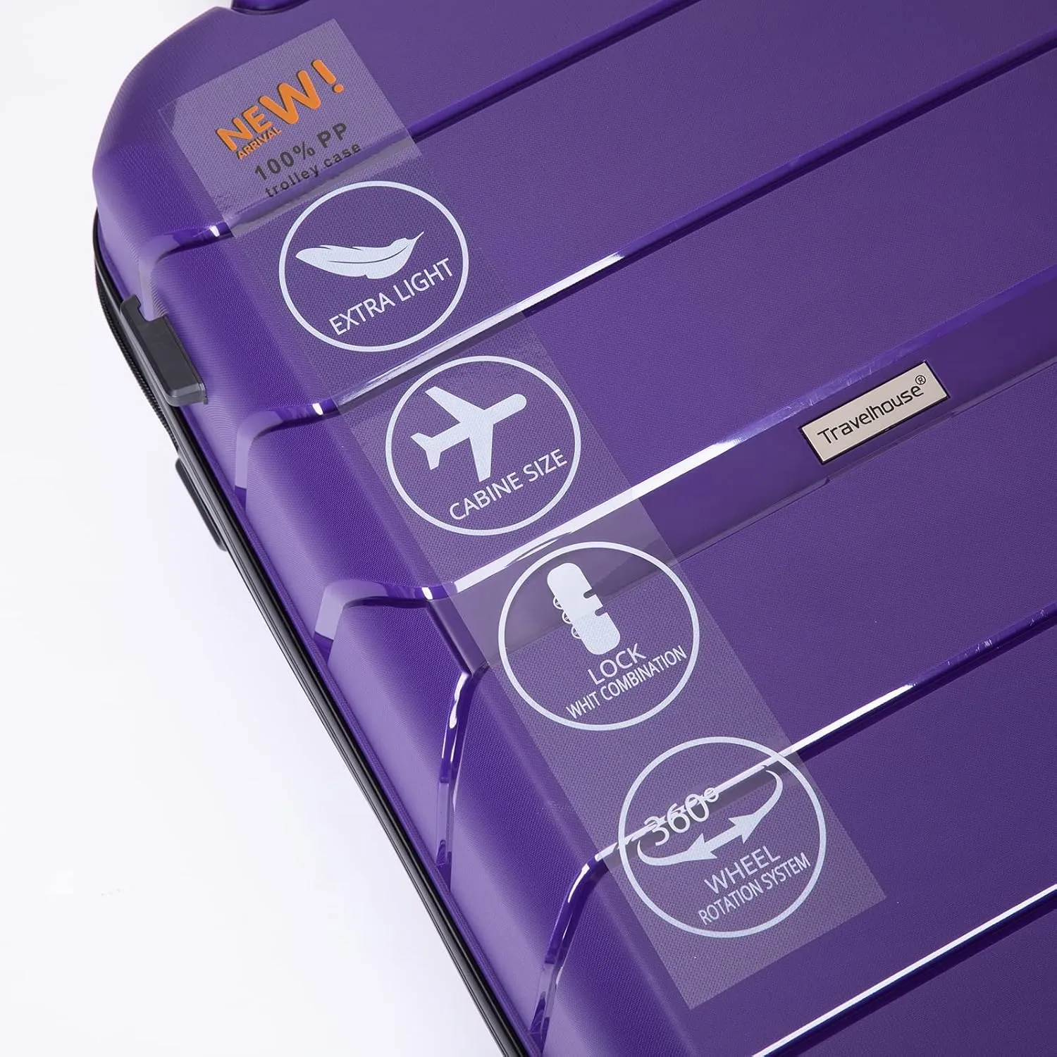 Hard Shell Luggage Sets,Hardshell Suitcase Spinner Wheels PP Luggage Sets Lightweight Suitcase with TSA Lock,3-Piece Set (20"/24"/28") (Purple)