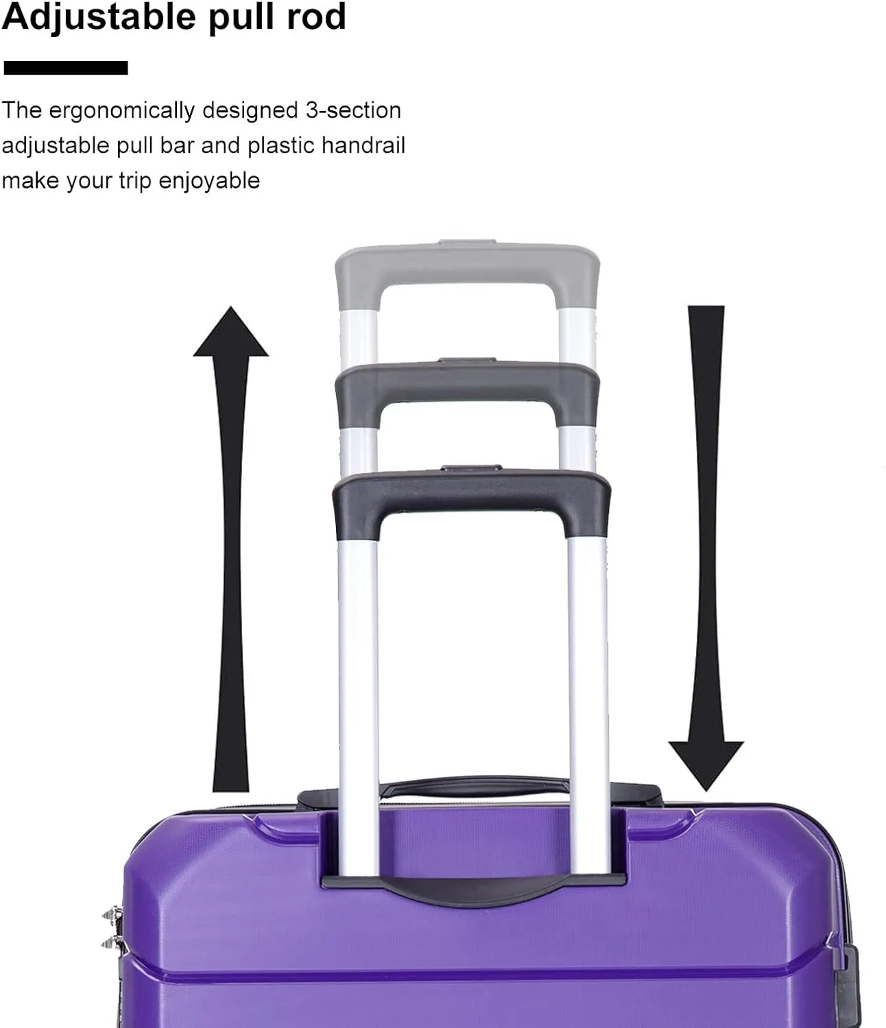 Hard Shell Luggage Sets,Hardshell Suitcase Spinner Wheels PP Luggage Sets Lightweight Suitcase with TSA Lock,3-Piece Set (20"/24"/28") (Purple)