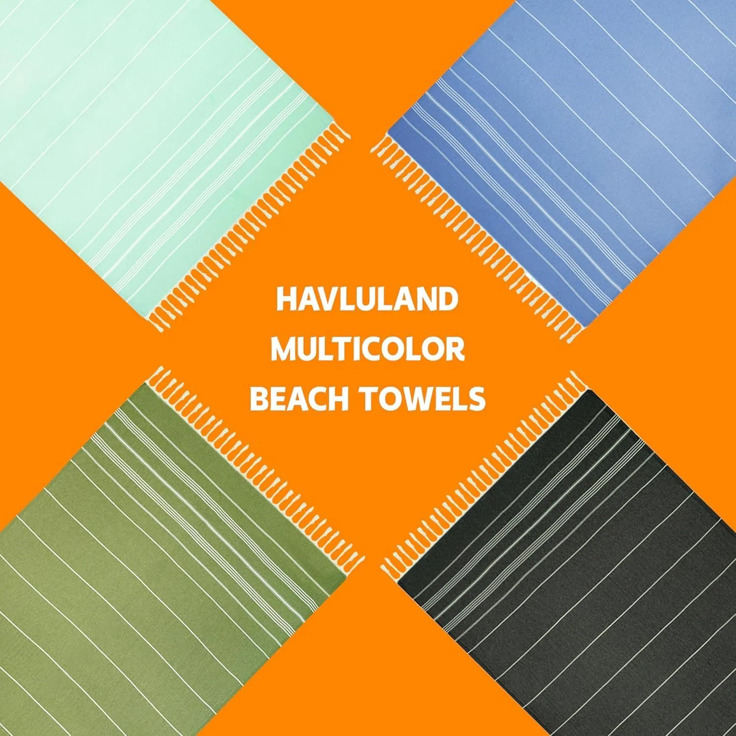 HAVLULAND Turkish Beach Towels Oversized, 100% Cotton Bulk Large Bath Pool Towel Quick Dry Absorbent Sand Free Light Weight Travel Blanket Summer Essentials Clearance (16, Multicolor)