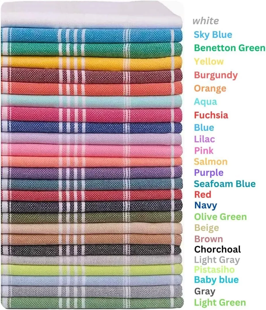 HAVLULAND Turkish Beach Towels Oversized, 100% Cotton Bulk Large Bath Pool Towel Quick Dry Absorbent Sand Free Light Weight Travel Blanket Summer Essentials Clearance (16, Multicolor)