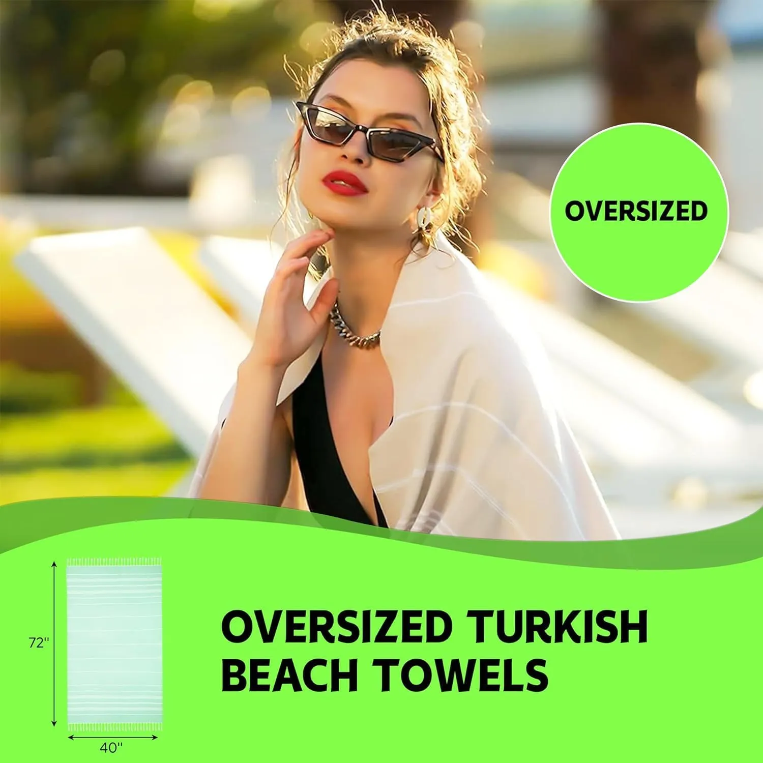 HAVLULAND Turkish Beach Towels Oversized, 100% Cotton Bulk Large Bath Pool Towel Quick Dry Absorbent Sand Free Light Weight Travel Blanket Summer Essentials Clearance (16, Multicolor)