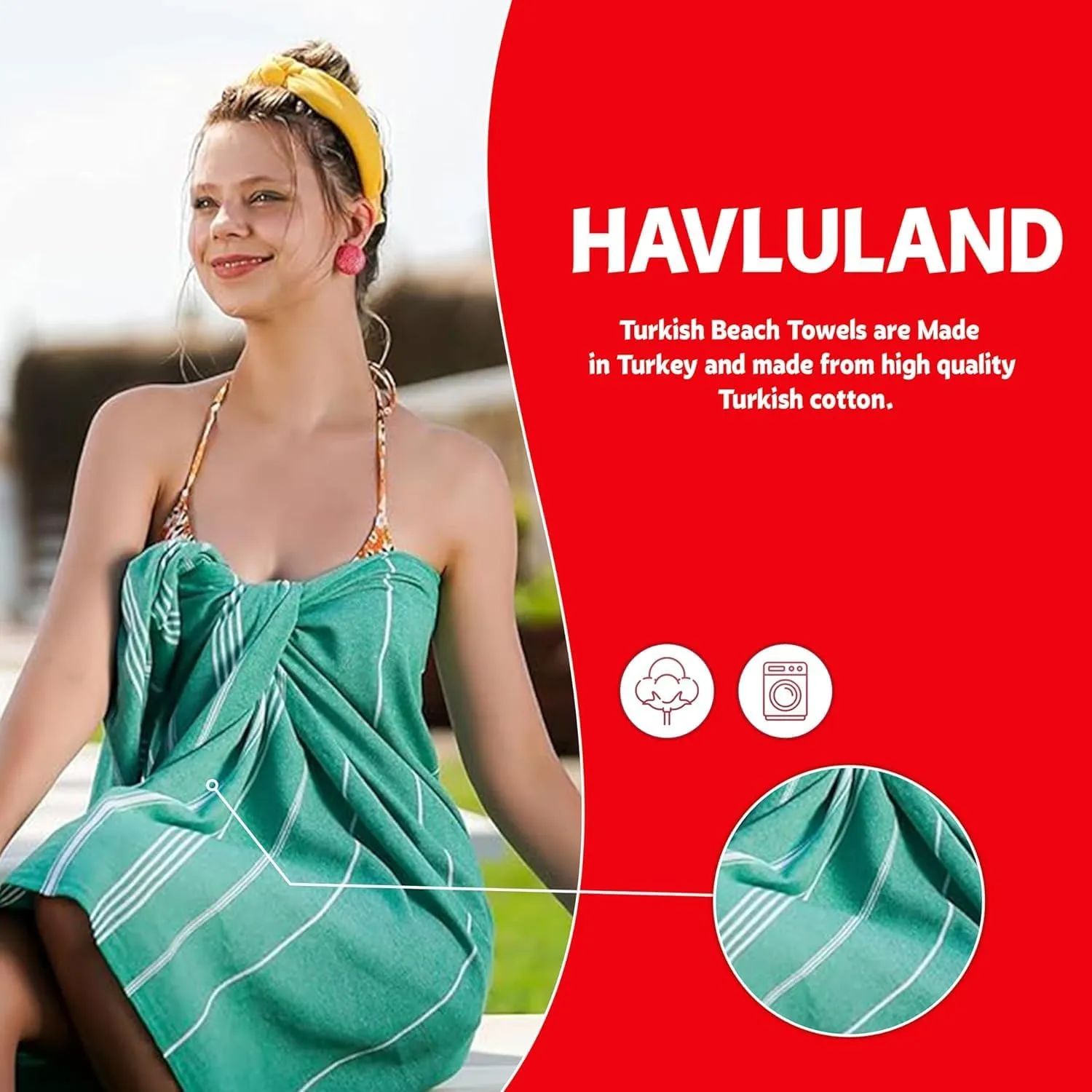 HAVLULAND Turkish Beach Towels Oversized, 100% Cotton Bulk Large Bath Pool Towel Quick Dry Absorbent Sand Free Light Weight Travel Blanket Summer Essentials Clearance (16, Multicolor)