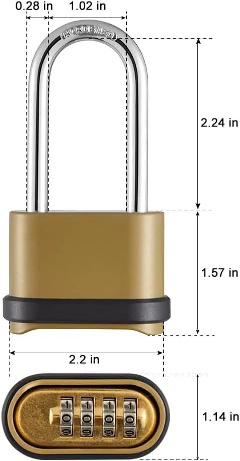 Heavy Duty Combination Lock, 4-Digit Combo Lock with Long Shackle,Weatherproof Combination Padlock for Outdoor Use,4 Pack