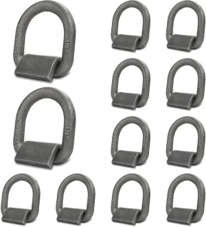 Heavy Duty Weld-On Forged D Ring, 1/2" D-Ring Trailer Tie Down Anchor for Trailer, Truck Cargo, RV, ATV Tiedowns, Farm Applications and More. MBS:12,000 lbs, 12 Pack