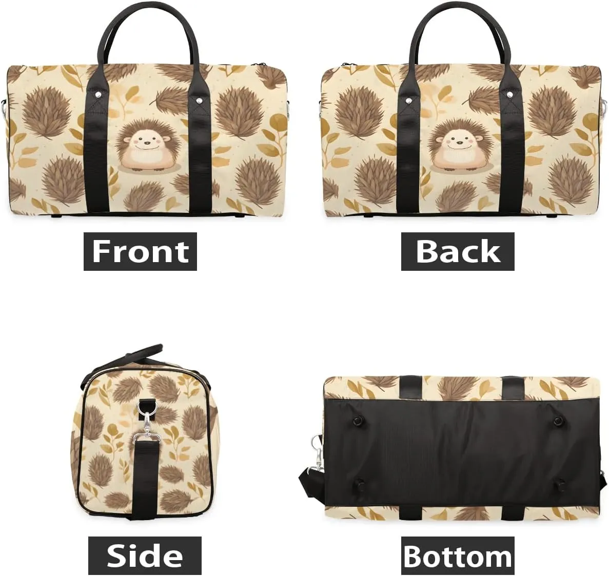 Hedgehog Print Travel Duffel Bag for Women Men Waterproof Foldable Overnight Weekender Bag Large Capacity Sports Gym Bag