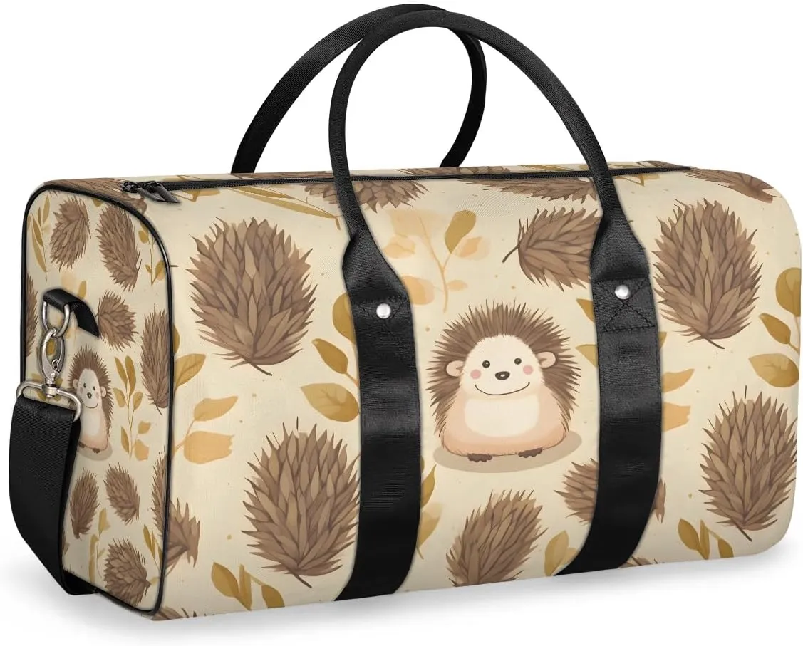 Hedgehog Print Travel Duffel Bag for Women Men Waterproof Foldable Overnight Weekender Bag Large Capacity Sports Gym Bag