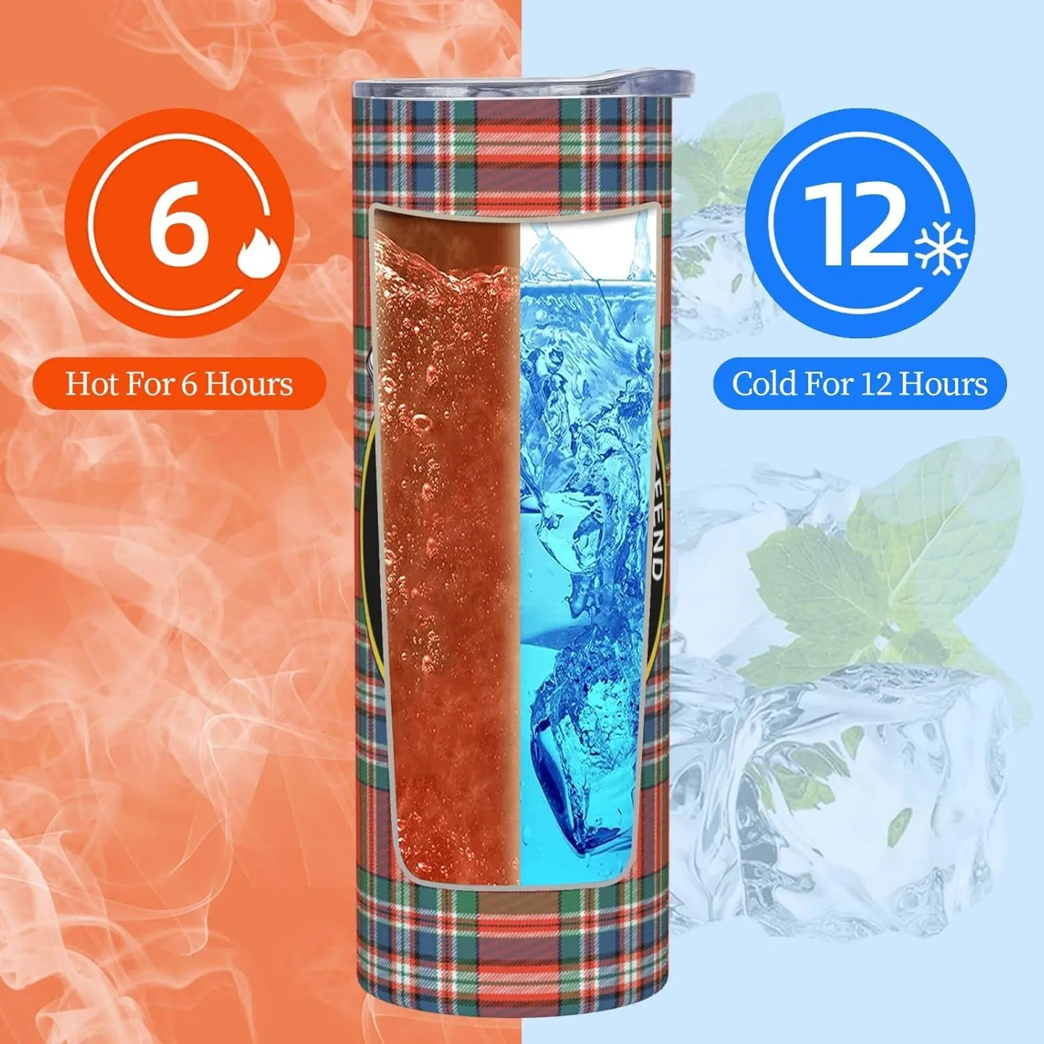 Hei Bai.JZQ Insulated Tumbler with Lids and Straws, MacFarlane Tartan Clan Badge Stainless Steel Mug Coffee Cup Thermal Travel 20oz