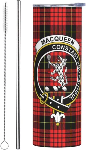 Hei Bai.JZQ Insulated Tumbler with Lids and Straws, MacQueen Modern Tartan Clan Badge Stainless Steel Mug Coffee Cup Thermal Travel 20oz