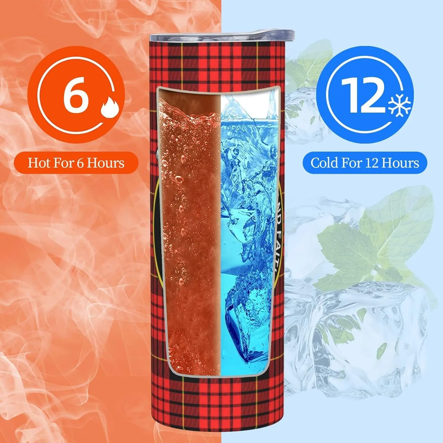 Hei Bai.JZQ Insulated Tumbler with Lids and Straws, MacQueen Modern Tartan Clan Badge Stainless Steel Mug Coffee Cup Thermal Travel 20oz