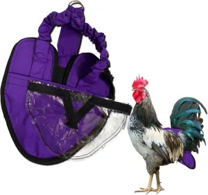 Hen Holster Wrap-Around Bird Diaper & Harness for Hens, Roosters, Ducks, Geese - with Removable Vinyl Liner, Adjustable Fit for Outdoor Adventures & Indoor Use - Easy to wear - Large, Purple