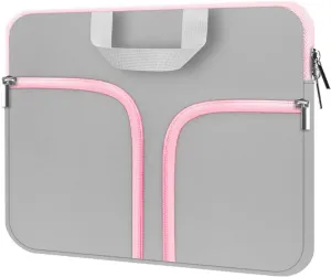 HESTECH Chromebook Case,11.6-12.3 Laptop Sleeve Neoprene Computer Handbag Protective Cover for Acer R11/Spin 311/HP Stream/Samsung/Surface X/7/6/5/4/3/Go 12.4"/13 inch MacBook Air/Pro M2 M1,Gray Pink