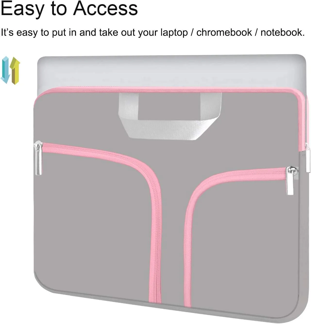 HESTECH Chromebook Case,11.6-12.3 Laptop Sleeve Neoprene Computer Handbag Protective Cover for Acer R11/Spin 311/HP Stream/Samsung/Surface X/7/6/5/4/3/Go 12.4"/13 inch MacBook Air/Pro M2 M1,Gray Pink