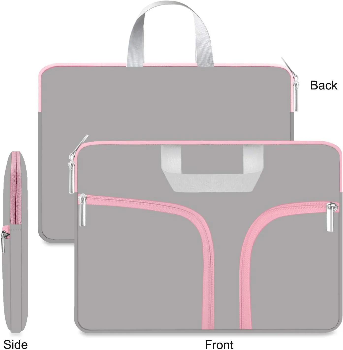 HESTECH Chromebook Case,11.6-12.3 Laptop Sleeve Neoprene Computer Handbag Protective Cover for Acer R11/Spin 311/HP Stream/Samsung/Surface X/7/6/5/4/3/Go 12.4"/13 inch MacBook Air/Pro M2 M1,Gray Pink