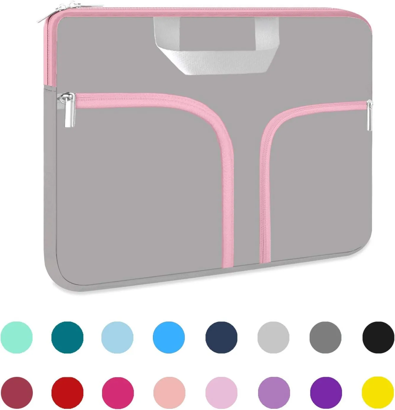 HESTECH Chromebook Case,11.6-12.3 Laptop Sleeve Neoprene Computer Handbag Protective Cover for Acer R11/Spin 311/HP Stream/Samsung/Surface X/7/6/5/4/3/Go 12.4"/13 inch MacBook Air/Pro M2 M1,Gray Pink