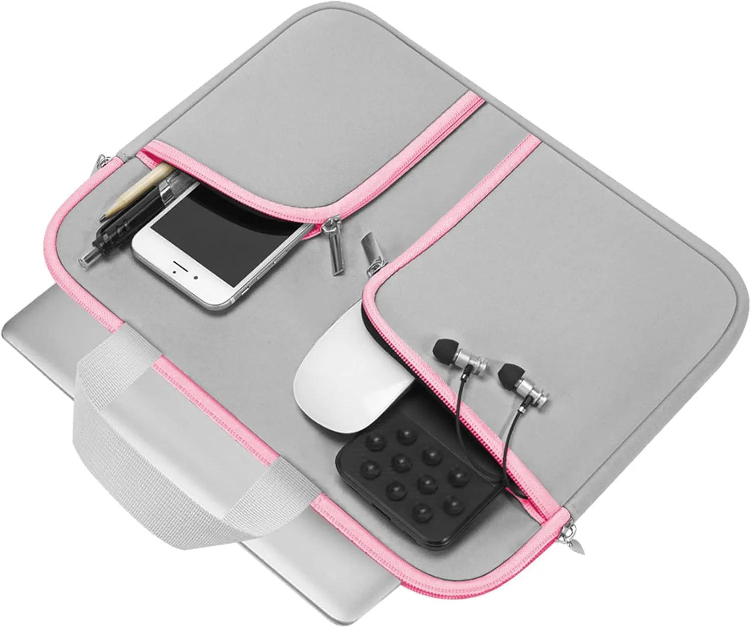 HESTECH Chromebook Case,11.6-12.3 Laptop Sleeve Neoprene Computer Handbag Protective Cover for Acer R11/Spin 311/HP Stream/Samsung/Surface X/7/6/5/4/3/Go 12.4"/13 inch MacBook Air/Pro M2 M1,Gray Pink