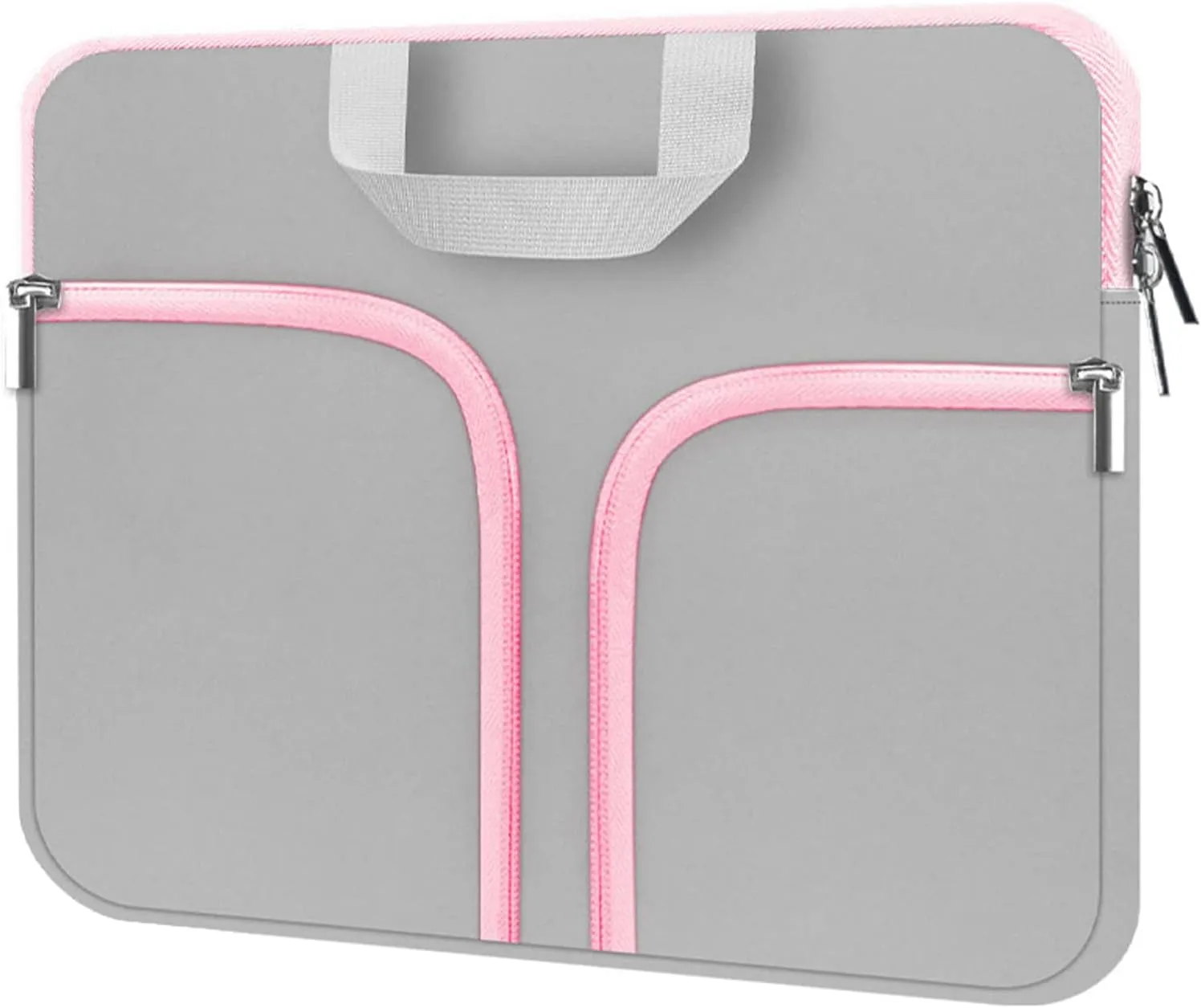 HESTECH Chromebook Case,11.6-12.3 Laptop Sleeve Neoprene Computer Handbag Protective Cover for Acer R11/Spin 311/HP Stream/Samsung/Surface X/7/6/5/4/3/Go 12.4"/13 inch MacBook Air/Pro M2 M1,Gray Pink