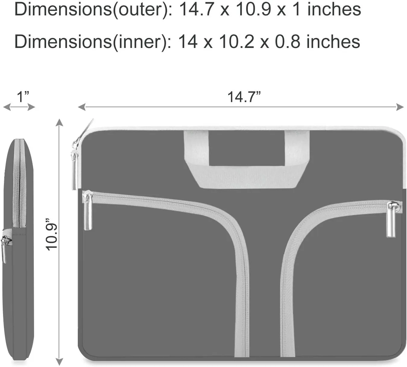 HESTECH Laptop case 14 inch,Chromebook Sleeve Cover,Neoprene Protective Carrying Bag for 14-15.6" HP Asus Acer Samsung Sony Dell XPS Surface Book 15/16 inch MacBook Pro Computer,Gray