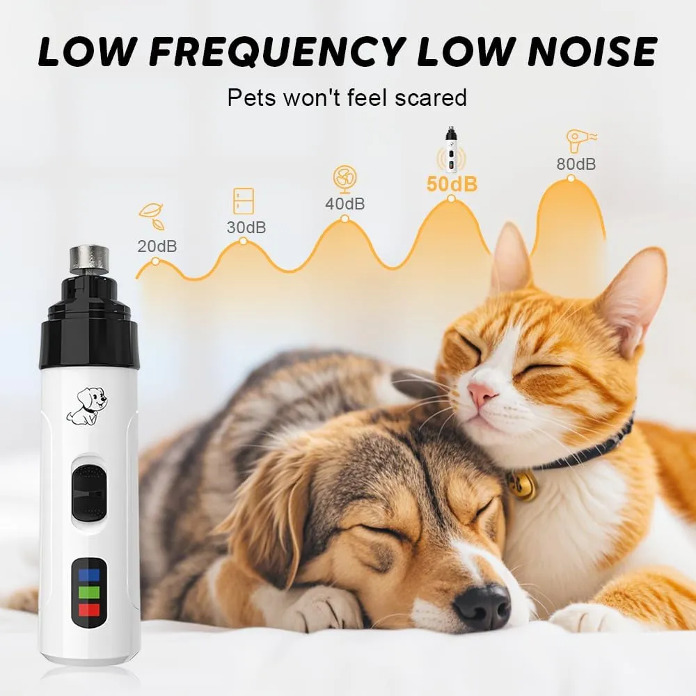 Heusom Silent Groom Pro Nail Grinder, 2025 Upgraded Heusom Dog Nail Trimmer, Rechargeable USB Charging Pet Nail Grinder, Pet Paws Grooming Smoothing Tool (1 Set)