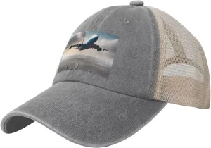 High Altitude Airplane Unisex Adjustable Hat Mesh Cap for Outdoor Sports Travel Shoes & Hats Accessoriesgray