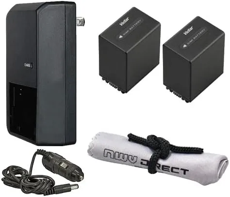 High Capacity Intelligent Batteries (2 Units) Compatible with Sony HDR-CX12   AC/DC Travel Charger   Nwv Direct Microfiber Cleaning Cloth.