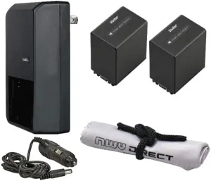High Capacity Intelligent Batteries (2 Units) Compatible with Sony HDR-CX12   AC/DC Travel Charger   Nwv Direct Microfiber Cleaning Cloth.