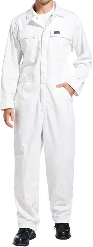 HISEA Men's Long Sleeve Coverall, Stain & Wrinkle Resistant Mens Work Coverall with Multi Pockets