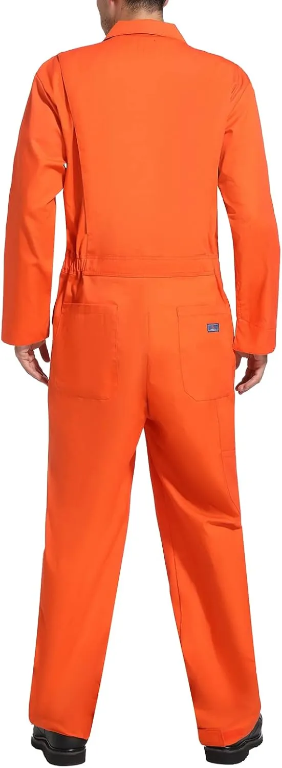 HISEA Men's Long Sleeve Coverall, Stain & Wrinkle Resistant Mens Work Coverall with Multi Pockets
