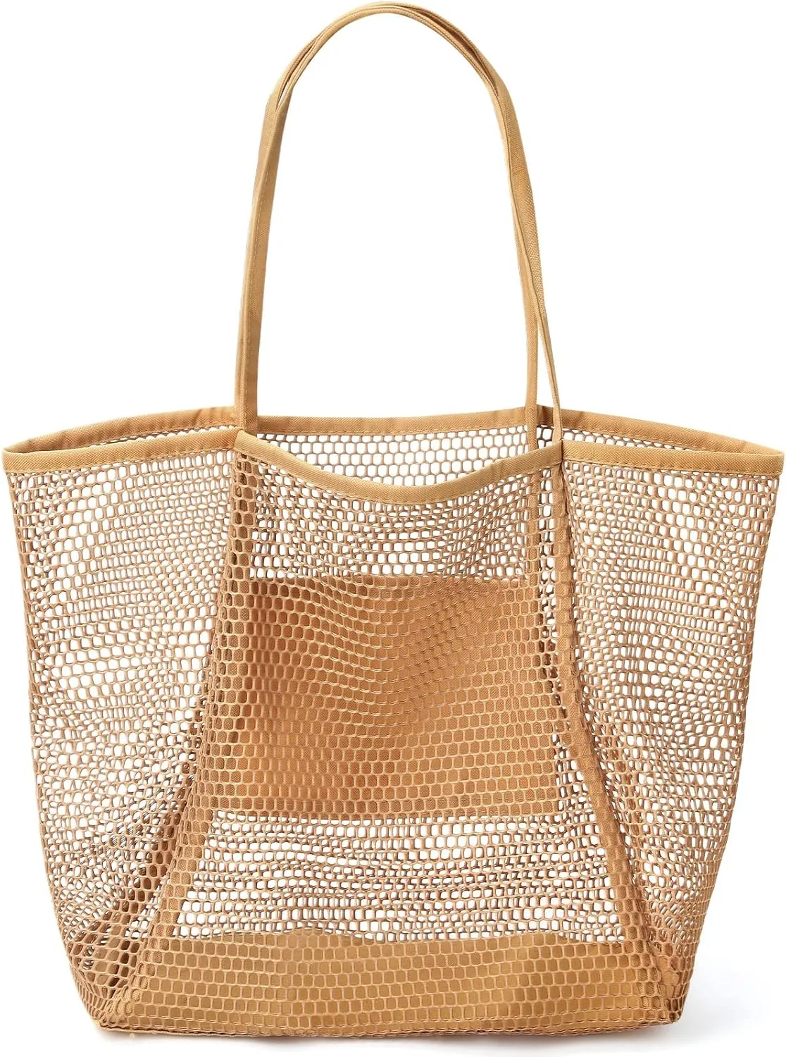 Hommtina Beach Bag Casual Tote Bag Large Mesh Beach Bag Beach Accessories Beach Purse Shoulder Bag For Beach Picnic Vacation