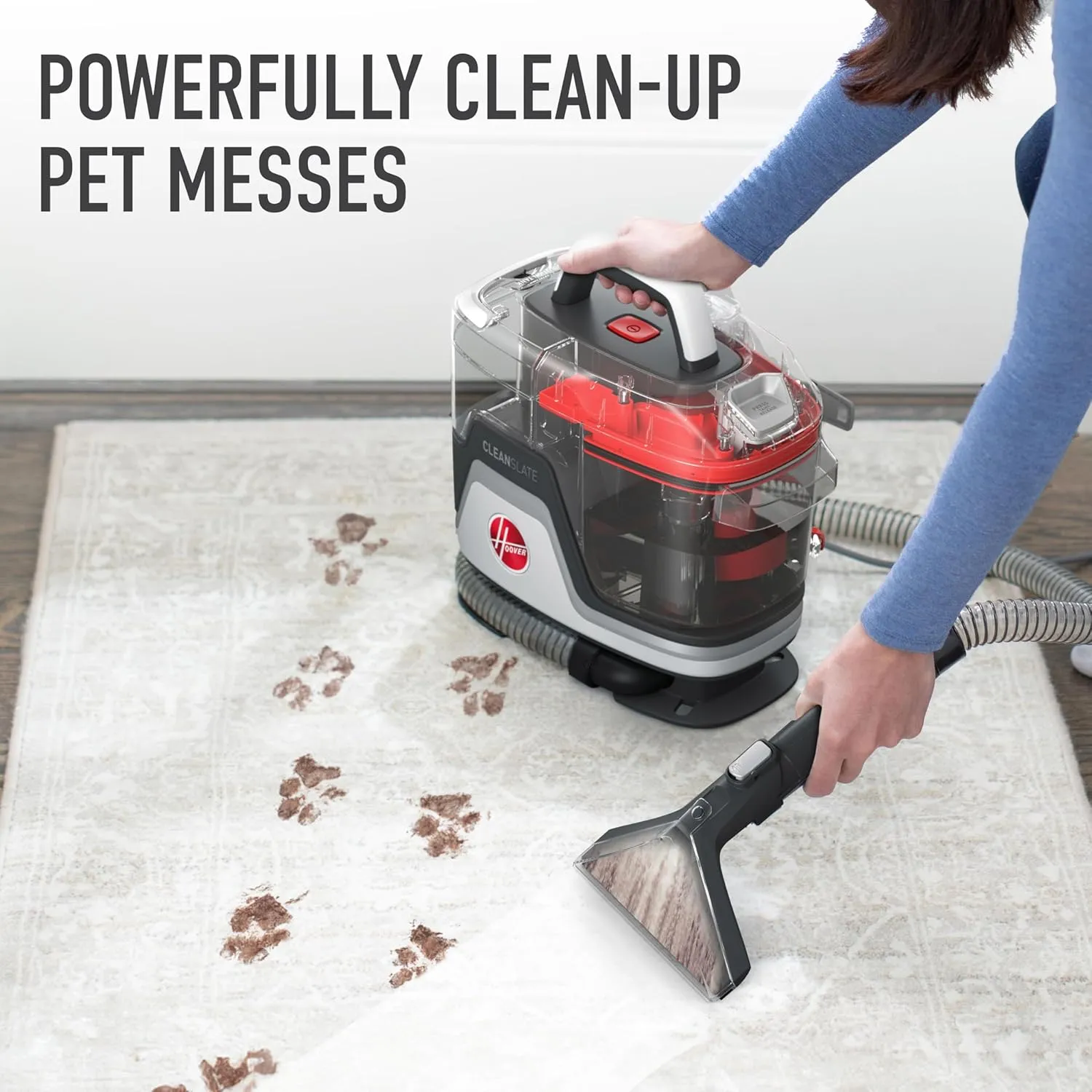 Hoover CleanSlate Plus Portable Carpet   Upholstery Spot Cleaner Machine, Powerful Suction with Versatile Tools, Pet Stain Remover, Car and Auto Detailer, Pair with Hoover Carpet Cleaner Solution