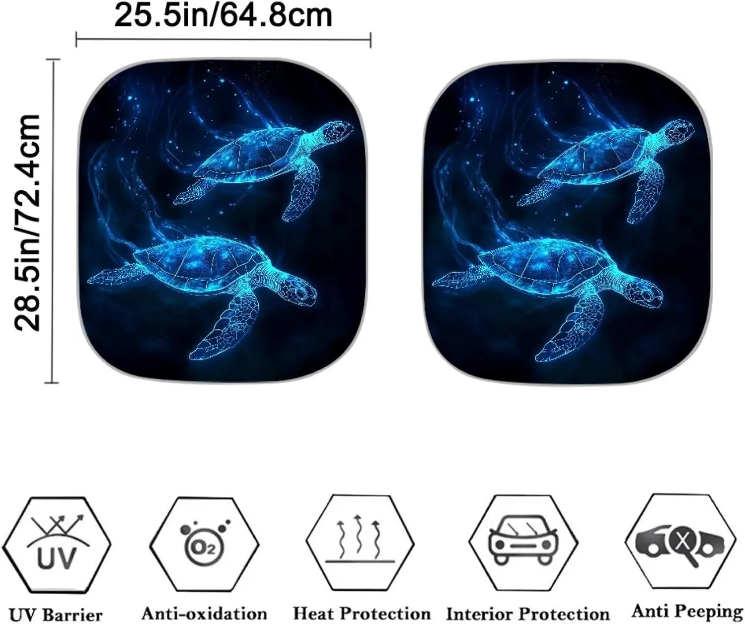 Horeset Blue Neon Sea Turtle Car Front Windshield Sun Shade Universal Fit Windshield Shade Washable Foldable UV Rays Blocker Summer Interior Accessiore for Vehicle Sedans Van Truck
