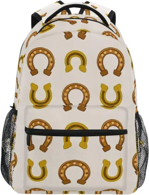 Horseshoe Pattern Backpack 3rd 4th 5th Grade School Bookbag Travel Laptop Daypack Bag Purse for Boys Girls Teens