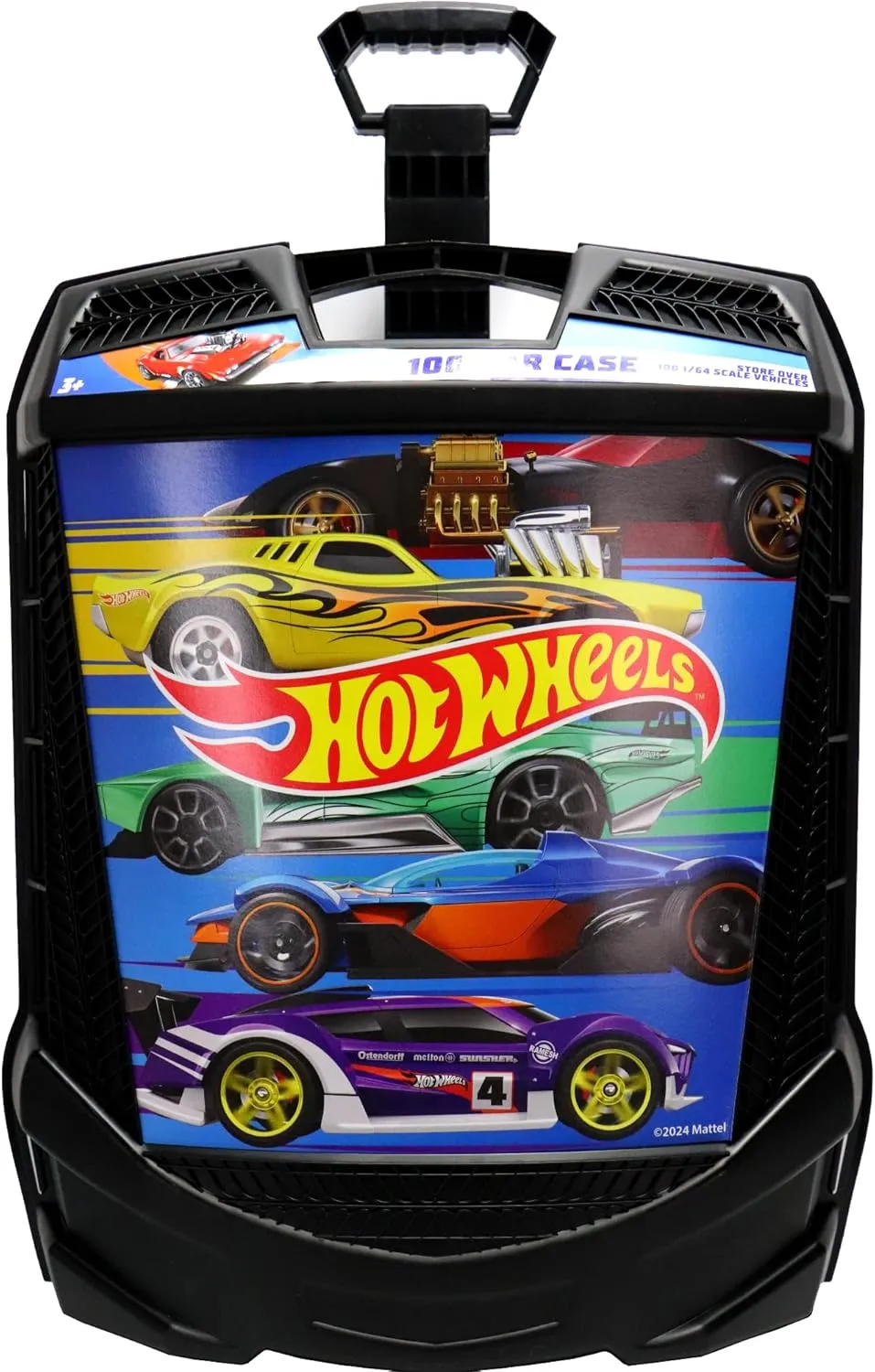 Hot Wheels 100-Car Storage Case – Large Capacity Organizer for 1:64 Die-Cast Vehicles with Handle and Latch, Durable Portable Carrying Case for Kids, Travel, and Toy Car Collectors