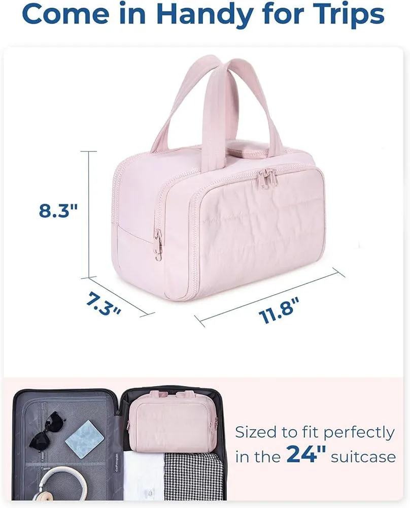 Humidity Travel Cosmetic Bag,Cureaway Cosmetic Bag,Large Capacity Wide-Open Cosmetic,For Womentraveling, Essentials Toiletries (Light blue)