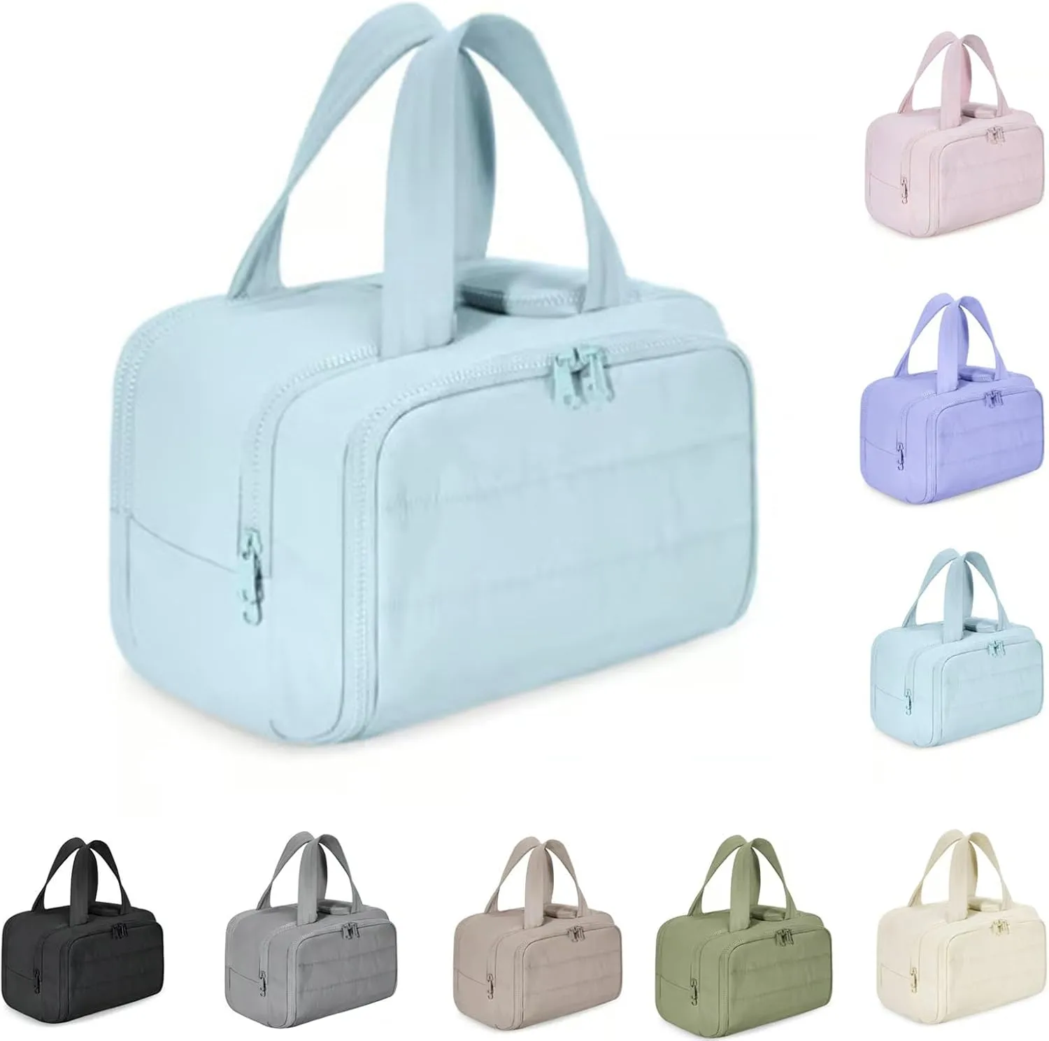 Humidity Travel Cosmetic Bag,Cureaway Cosmetic Bag,Large Capacity Wide-Open Cosmetic,For Womentraveling, Essentials Toiletries (Light blue)