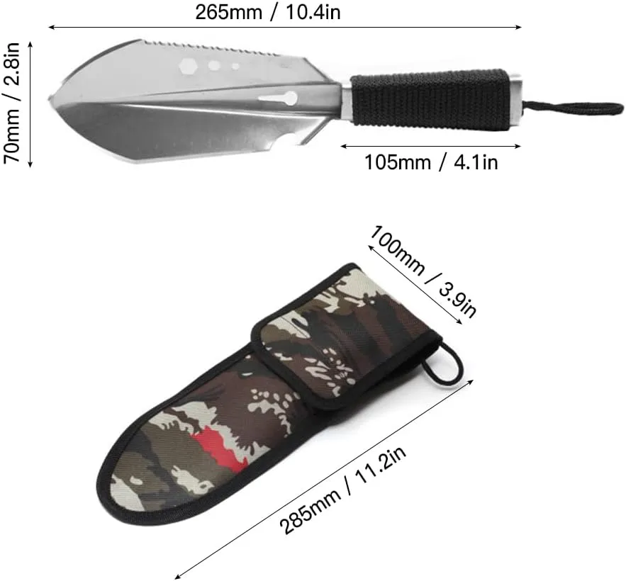 HXBER Multi-Tool Camping Shovel Outdoor Portable Hand Shovel with Storage Pouch for Hiking Backpacking Gardening