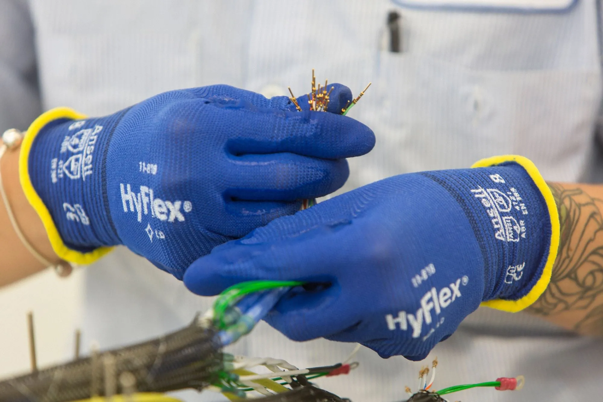 HYFLEX Foam Nitrile Coated Gloves, Blue - XS (6)