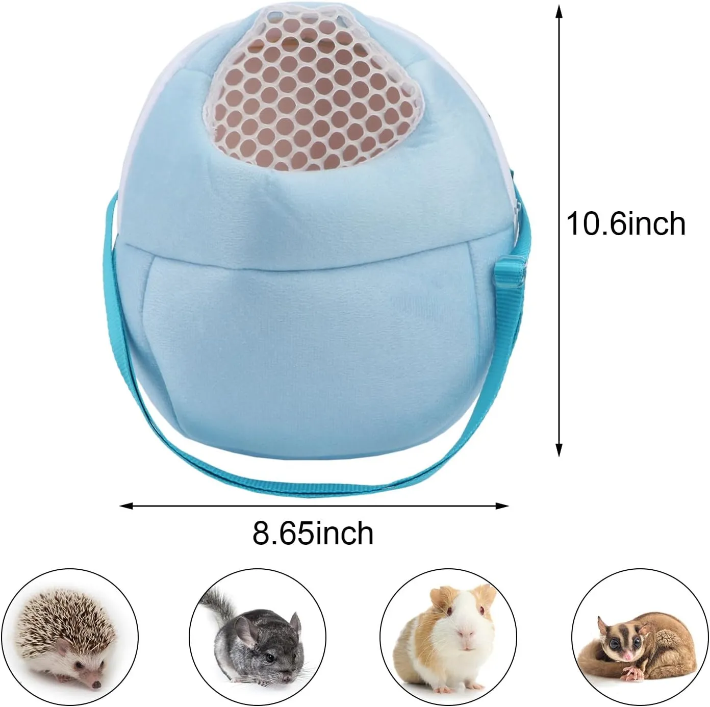 Hypeety Pet Carrier Bag Pet Sling Carrier Backpack Portable Travel Backpack Breathable Outgoing Bag bonding Pouch for Small Pets Hedgehog Hamsters Sugar Glider Chinchilla Guinea Pig (Blue)