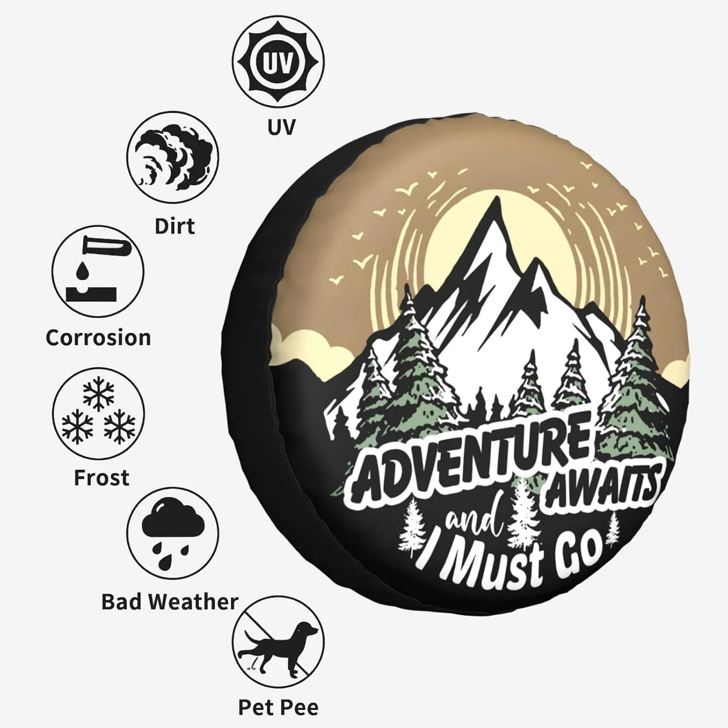 I Hate Out Camper Spare Tire Cover Spare Tire Cover Wheel Protectors Universal for Trailer Tires Camping Weatherproof Universal for Rv Travel Trailers Accessories 14" 15" 16" 17"