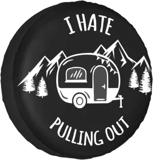 I Hate Out Camper Spare Tire Cover Spare Tire Cover Wheel Protectors Universal for Trailer Tires Camping Weatherproof Universal for Rv Travel Trailers Accessories 14" 15" 16" 17"