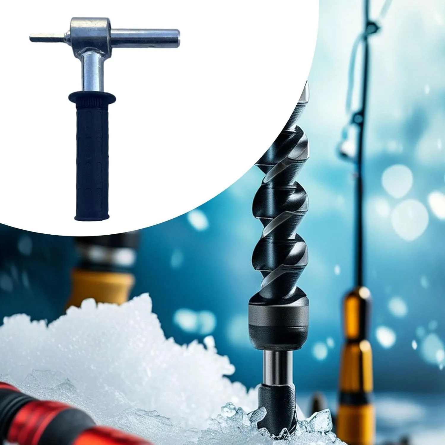 Ice Drill Adapter Ice Fishing Anchors Tool Ice Fishing Accessories Ergonomic Drill Conversor for Set up Ice Fishing Shelters, 2 cm Dia