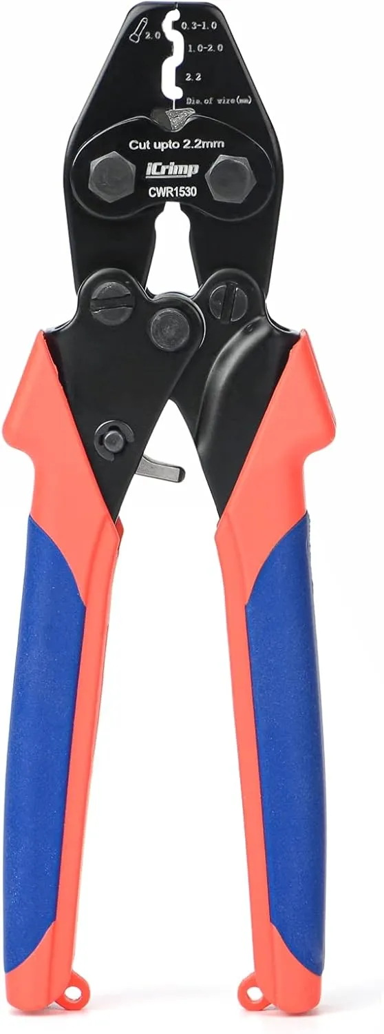 iCrimp CWR1530 Bicycle Cable and Housing Crimper with Built-in Cutter for Bike Brake and Shifting Cables, Aluminum Sleeves