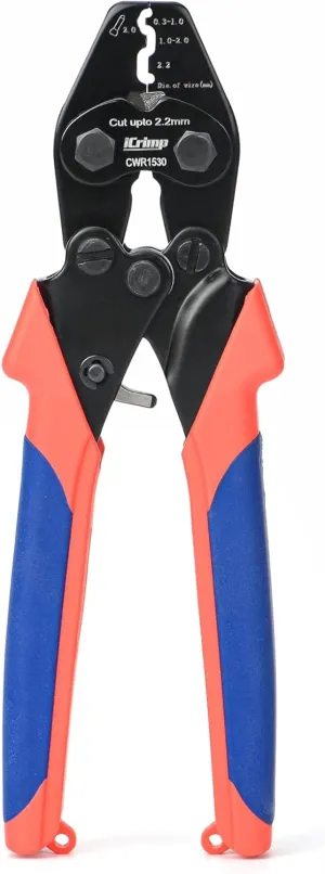 iCrimp CWR1530 Bicycle Cable and Housing Crimper with Built-in Cutter for Bike Brake and Shifting Cables, Aluminum Sleeves