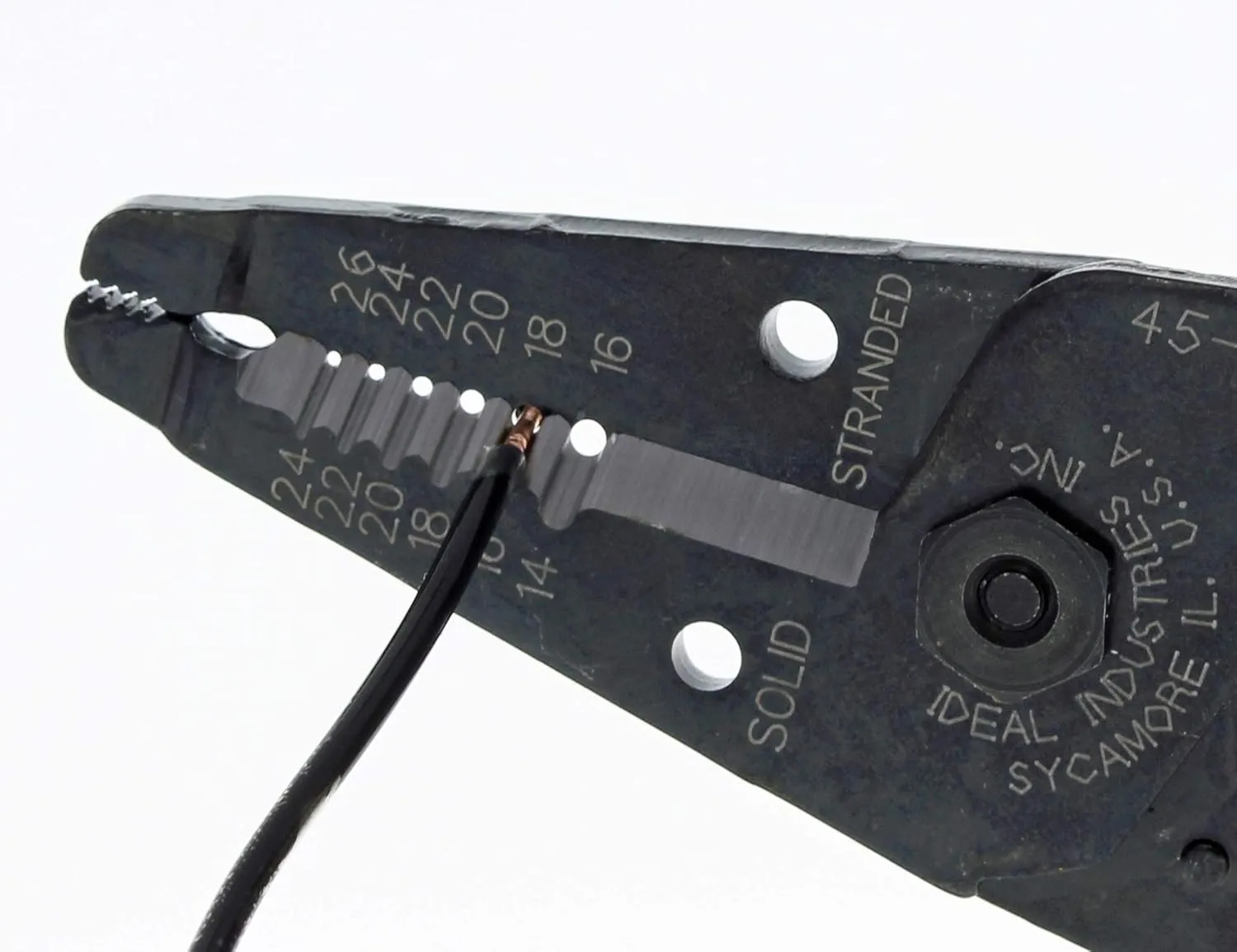 IDEAL Electrical 45-121 T-6 T-Stripper - 14-26 AWG, Yellow Wire Stripper with Looping Holes, Plier Nose, Spring Loaded Automatic Opening