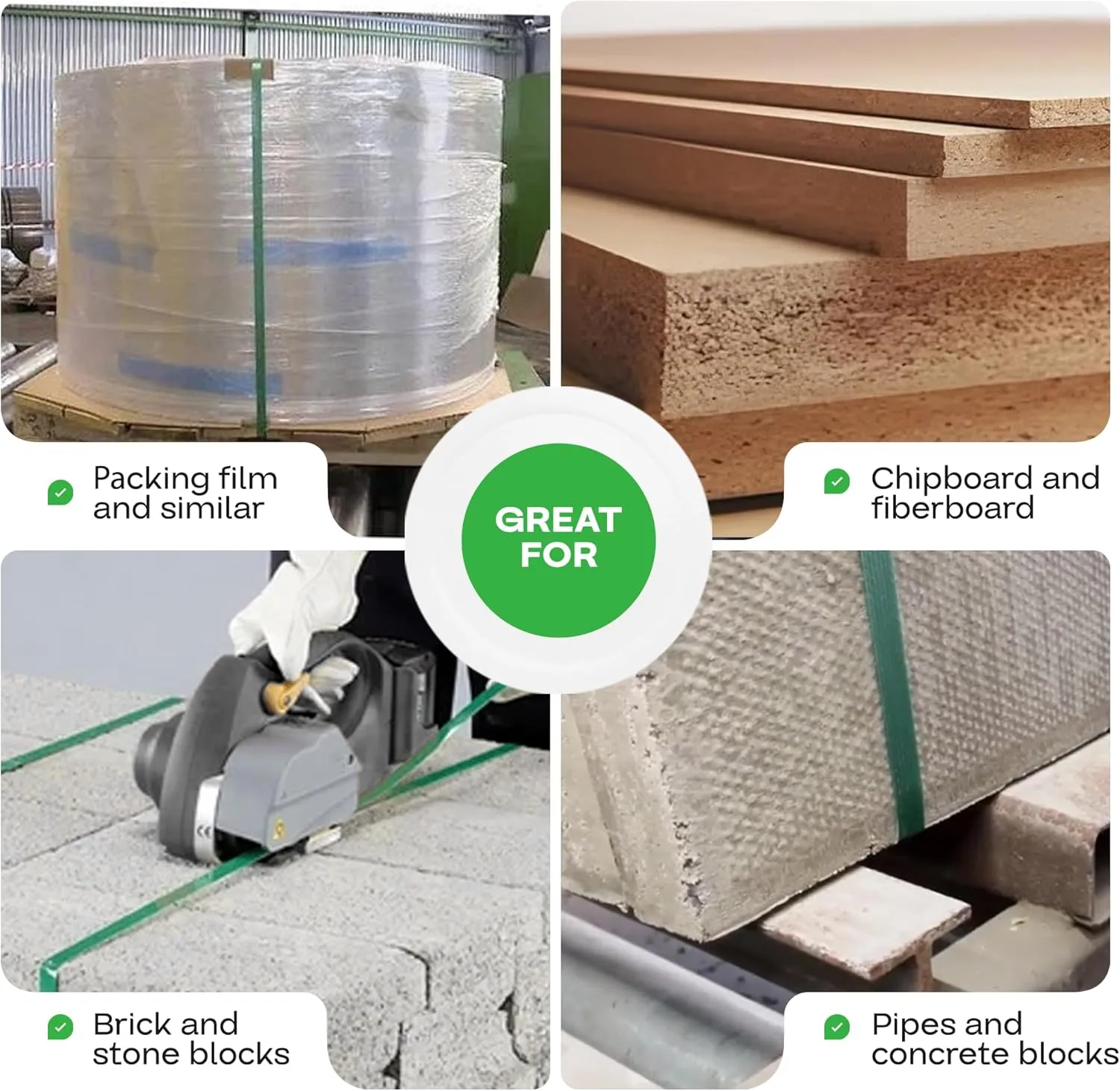IDL Packaging 5/8" x .035" x 200' Mini Polyester (PET) Strapping Coil, 1400 lbs Breaking Strength, Green - UV, Water and Rust Resistance - Flexible and Strong Packaging Banding - Reduced Handling Cost