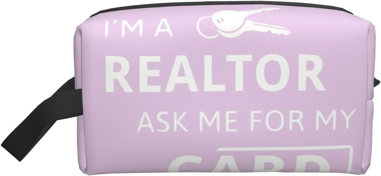 I'M A Realtor Ask Me Print Travel Cosmetic Large Capacity Zippered Storage Bag For Toiletries Daily Essentials